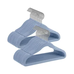 50 Cintres en velours enfants antiglisse rose clair