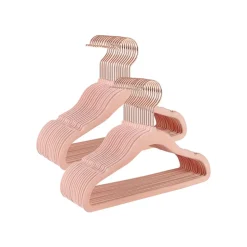 50 Cintres en velours enfants antiglisse rose clair