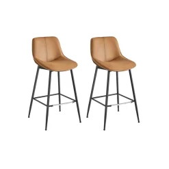 2 Tabourets de bar avec pieds réglables marron chameau
