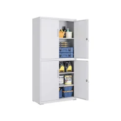Armoire de garage à 5 étagères avec 4 portes 40 x 80 x 180 cm 2 serrures en métal noir d'encre