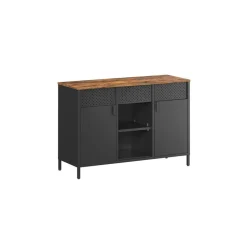 Armoire de rangement en métal marron rustique et noir mat