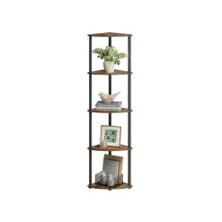 Assemblage ultra-rapide sans outils toolless étagère d'angle à 5 niveaux marron rustique