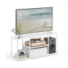 Assemblage ultra-rapide sans outils meuble TV pour téléviseurs jusqu'à 50 pouces blanc neige et blanc mat
