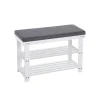 Banc à chaussures en bambou à 2 niveaux charge 150 kg 71 x 29 x 49 cm blanc et gris
