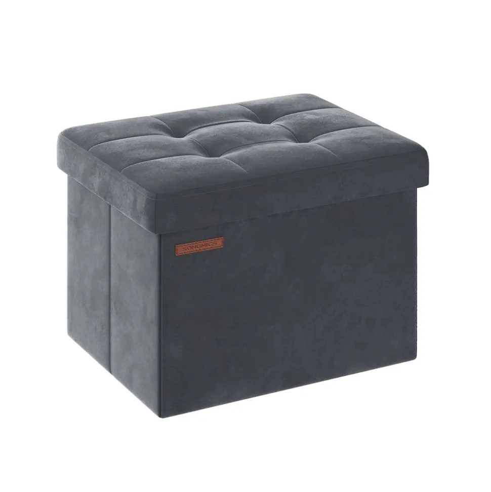 Banc de rangement en velours noir d'encre