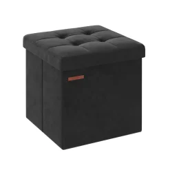 Banc de rangement en velours noir d'encre