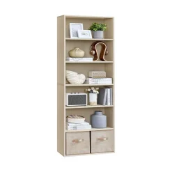 Bibliothèque de rangement 6 niveaux 24 x 40 x 178,5 cm marron rustique
