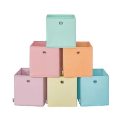 Boîte de rangement lot de 6 pliable 26 x 26 x 28 cm en tissu organisateur coloré