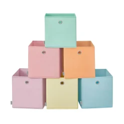 Boîte de rangement lot de 6 pliable 26 x 26 x 28 cm en tissu organisateur coloré