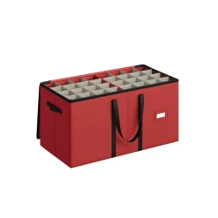 Boîte de rangement pour décorations Noël 128 cases tissu non-tissé vert forêt