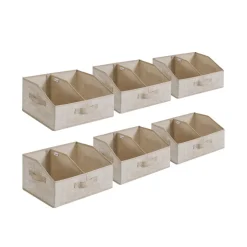 Boîtes de rangement pliables lot de 6 en tissu 40 x 30 x 20 cm noir d'encre