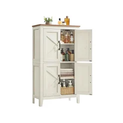 Buffet haut style ferme avec portes coulissantes et étagères ajustables