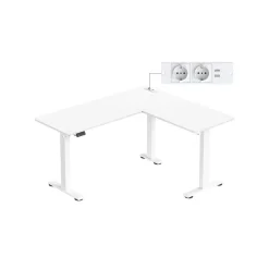Bureau d'angle électrique réglable avec multiprise
