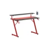 Bureau de jeu avec lumière LED en forme de Z noir carbone et rouge rubis
