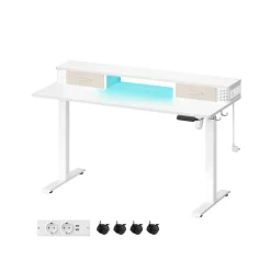Bureau électrique réglable 60 x 140 x (72-120) marron rustique