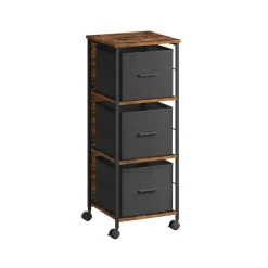 Caisson bureau mobile 3 tiroirs marron rustique noir