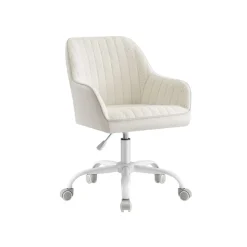 Chaise de bureau beige cappuccino et blanc nuage