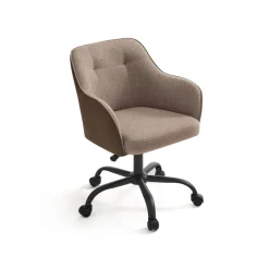 Chaise de bureau ergonomique en tissu peluche beige cappuccino