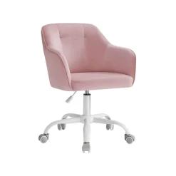 Chaise de bureau ergonomique en tissu peluche beige cappuccino