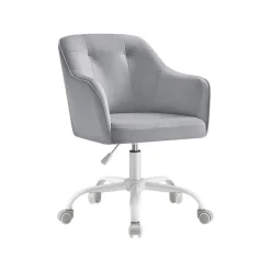 Chaise de bureau ergonomique en tissu peluche beige cappuccino
