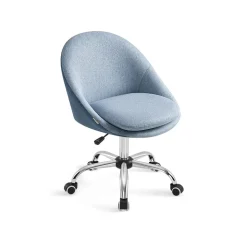 Chaise de bureau pivotant en tissu peluche beige cappuccino et blanc nuage