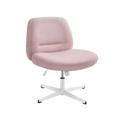 Chaise de bureau tissu coton-lin blanc crème