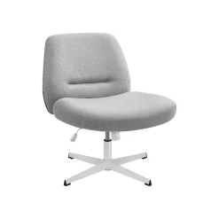 Chaise de bureau tissu coton-lin blanc crème