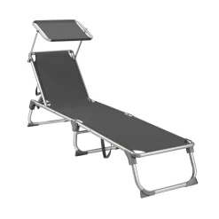Chaise longue pliable grège
