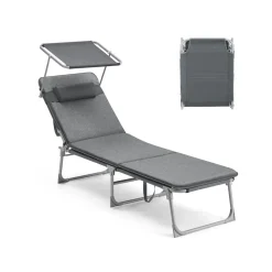 Chaise longue pliable grège