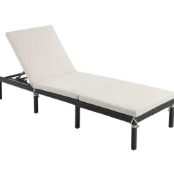 Chaise longue tressée beige