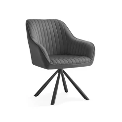 Chaise salle à manger fauteuil pivotant charge 120 kg marron caramel et noir d'encre