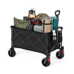 Chariot pliable capacité de 150 L avec poignée 4 roues amovibles gris ardoise