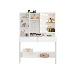 Coiffeuse avec miroir LED moderne blanc