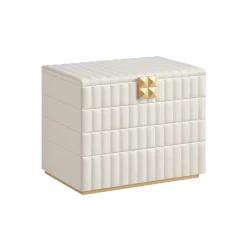 Collection ANAH boîte à bijoux empilable avec miroir 4 niveaux 17 x 28 x 20,5 cm blanc nuage