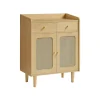Collection BOHOVEN buffet cannage avec portes et tiroirs en rotin beige chêne