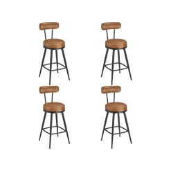 Collection EKHO - 2 Tabourets de bar en PU marron caramel