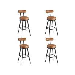 Collection EKHO - 2 Tabourets de bar en PU marron caramel