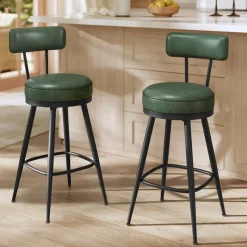 Collection EKHO - 2 Tabourets de bar en PU marron caramel