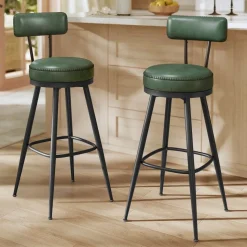 Collection EKHO - 2 Tabourets de bar en PU marron caramel