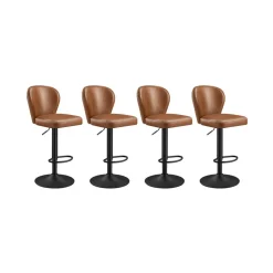Collection EKHO - 2 tabourets de bar pivotant à 360° avec dossier marron caramel