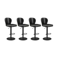Collection EKHO - 2 tabourets de bar pivotant à 360° avec dossier marron caramel