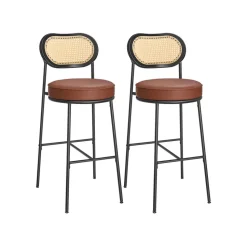 EKHO 2 tabourets de bar avec dossier incurvé marron caramel