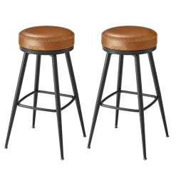 EKHO 2 tabourets de bar pivotant à 360° hauteur 76 cm marron caramel