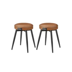 EKHO 2 Tabourets de salle à manger moderne mi-siècle marron caramel