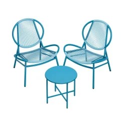 Ensemble salon de jardin 1 table 2 chaises noir d'encre