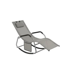 Fauteuil à bascule cadre en acier 151 x 56 x 90 cm gris tourterelle