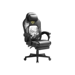 Fauteuil gaming avec repose-pieds hauteur réglable noir d’encre