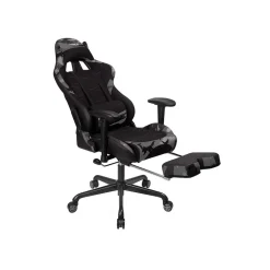 Fauteuil repose-pieds noir blanc
