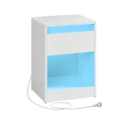 Kailyn Collection table de nuit avec multiprise lumières LED noir cendré