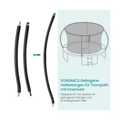 Kit de barres de maintien courbées (1* supérieure + 1* inférieure) pour trampoline avec filet intérieur